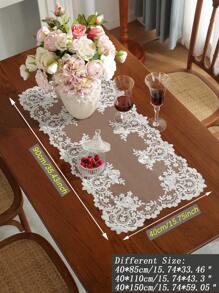 Embroidered Mesh Kitchen Table Placemat Decor, Indoor/Outdoor Decoration For Festival, Wedding, Banquet, Birthday Party. Tablecloth Runner In Various Sizes. - Beige - View 4