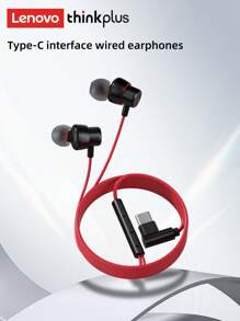 Lenovo TW15 Wired In-Ear Gaming Headphones, 3.5mm/Type-C Interface, 1.2m, Spatial Stereo Audio, Deep Bass, Volume Control, Microphone, Silicone Earbuds, Comfortable, Compatible With Phones, Computers, Gaming Consoles - Black and Red - View 8