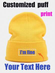 [Personalizzato] 1 pezzo Berretto unisex personalizzato con testo, nome o logo, berretto lavorato a maglia con bordo arrotolato, adatto per uso quotidiano e può essere regalato ad amici, familiari e amanti. Colorato, carino, adorabile, divertente, kawaii, stile Y2K, elegante, unisex, casual, personalizzato, unico, regali ideali per lui, regali ideali per lei, lei, ragazzo, ragazza, famiglia, amici