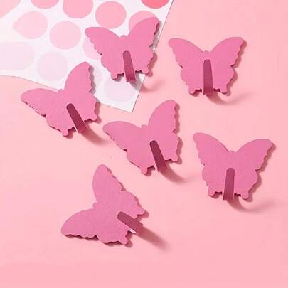 5pcs Stainless Steel Butterfly Shaped Wall Hooks - Strong Adhesive No Drilling Needed, Suitable For Dorm, Bathroom, Casual Style Room Decor, Can Be Used As Nail Rack, Key Rack, Floating Shelf, Storage Rack, Valentine's Day Decoration, Hooks, Door Hangers, Bedroom, Clothes Hanger, Wall Mount, Wall Hooks, Key Rack, Wall Mounted Key Holder, Key Hooks