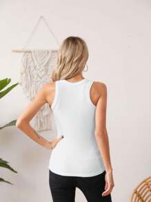 OUTBALL Womens Summer Tank Tops Crewneck Sleeveless Shirts Tanks Slim Fitted Casual Basic Tee Shirt - trắng - Xem 2