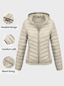 Risissida Women's Autumn Minimalist Hooded Cape Jacket - No Zipper Design, Practical Pockets - Beige - View 1