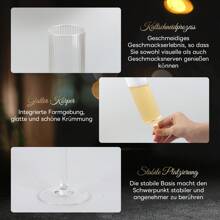 Champagne Flutes Set Of 2 - Elegant Champagne Glasses For Champagne, Prosecco, Wedding Gift, Engagement Gifts For Women, 250ml Vertical Stripe Glasses For Anniversary, Christmas (2, Pinstripe) - Clear - View 10