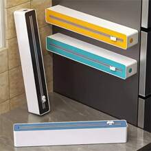 Easy-Cut Cling Film Dispenser With Suction Cup - Reusable Plastic Wrap Cutter For Kitchen, Restaurant & Supermarket Use - Perfect For Fruits & Vegetables - Multicolor - View 3