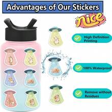 50 张 UFO 和动物主题涂鸦贴纸、吉他滑板瓶保险杠头盔滑雪板笔记本电脑手机壳冰箱门行李摩托车汽车 DIY 涂鸦贴纸 - 彩色 - 查看 3