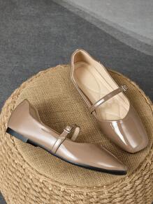 Zapatos planos de mujer hechos a mano con corte en V, cómodos, transpirables, punta cuadrada y perlado, aptos para fiesta, uso casual y oficina, color gris