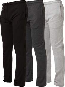 3 Pack Mens Sweatpants, Wide Leg Open Bottom Lounge Sweat Pants For Men - 木炭色,石南灰,黑色 - 查看 1