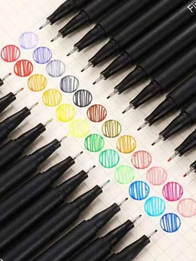 12243648 件彩色绘图套装，包含勾线笔、马克笔、绘图笔、用于书写、做笔记、日历涂色的细线笔、Sipia 0.4 毫米细头笔，采用 PE 材料制成，色彩鲜艳，非常适合成人涂色、写作、绘画、教师和学生返校项目