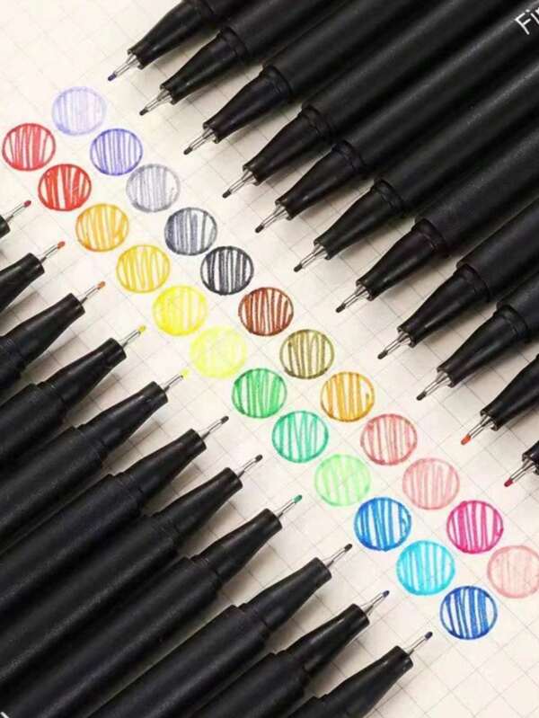 12243648pcs Colorful Drawing Set, Includes Outlining Pens, Markers, Technical Pens, Fine Line Pens For Writing, Note-Taking, Calendar Coloring, Sipia 0.4mm Fine Tip Pens, Made Of PE Material, Vibrant Colors, Ideal For Adult Coloring, Writing, Drawing, Teachers & Students Projects Back To School