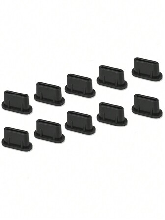 10 unidades Tapones de silicona negros tipo C para smartphone, tapón protector de silicona transparente y suave para puerto de carga y datos