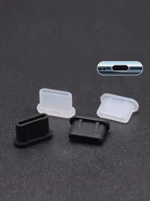 10 unidades Tapones de silicona negros tipo C para smartphone, tapón protector de silicona transparente y suave para puerto de carga y datos