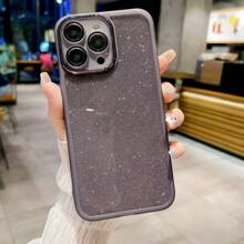 1pc Green Case For Mobile Phone, Space Glitter Tpu Shockproof Protective Case With Camera Lens Protection