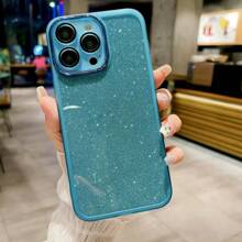 1pc Green Case For Mobile Phone, Space Glitter Tpu Shockproof Protective Case With Camera Lens Protection