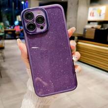1pc Green Case For Mobile Phone, Space Glitter Tpu Shockproof Protective Case With Camera Lens Protection