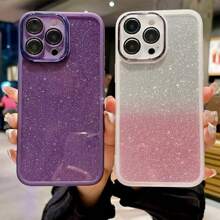 1pc Green Case For Mobile Phone, Space Glitter Tpu Shockproof Protective Case With Camera Lens Protection