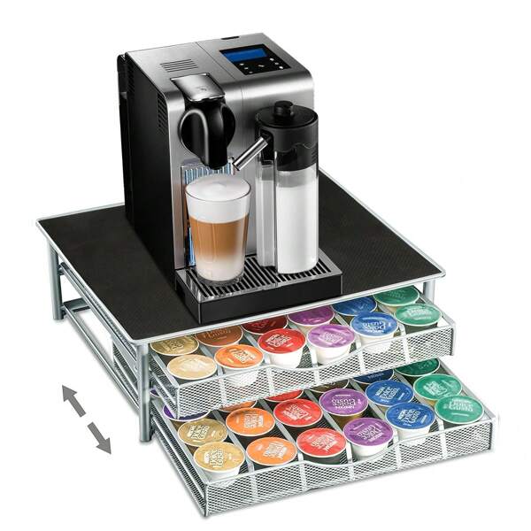 Tiroir de rangement pour capsules de café - Distributeur de capsules de café, résistant à la charge, grande capacité, 2 étages