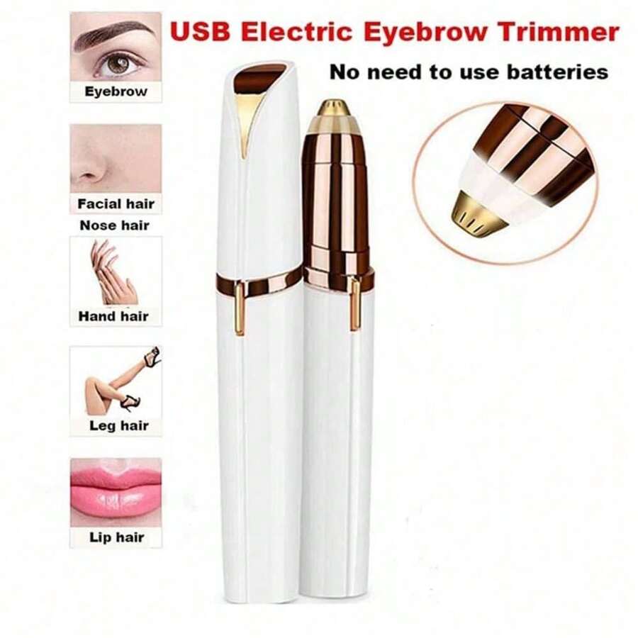 1支装可充电电动眉毛修剪器，女士眉毛修剪器，鼻毛修剪器，脱毛器，多功能体毛修剪器，脱毛笔，唇形修饰器，适用于眉毛和面部毛发修剪