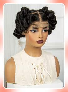 Transparent Full Lace Box Braided Wigs Short Cute Handmade Bantu Synthetic Full Lace Front Wig With Baby Hair Knotless Braiding Hair Wigs For Women - Black - View 6