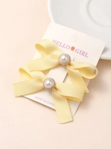 1 对法式黑色仿珍珠蝴蝶结发夹，适合青少年 - 1對 - 查看 11