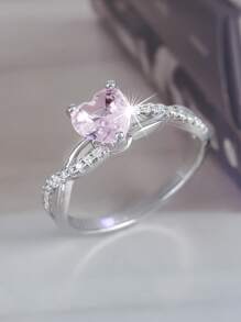 1 pieza Anillo de mujer con forma de corazón con 12 piedras de nacimiento del zodíaco, elegante y romántico, adecuado como regalo de San Valentín, aniversario, regalo romántico para tu pareja, boda y compromiso