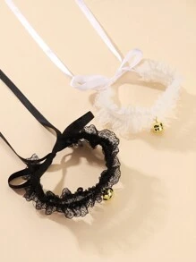 1 件 Ins 设计荷叶边情色束缚长领带铃铛颈链女士礼物，黑色颈链 - 彩色 - 查看 6