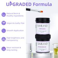SAVILAND 2PCS Base And Top Gel Set, 3.5 OZ/100 G  Large Capacity No-Wipe High Glossy Top Gel Polish And Base Nail Coat With Gel Nail Brush U V LED Nail Gel For Long-Lasting Nail Art Home Salon Use