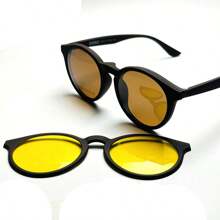 Unisex Clip-On AQ2180 3 Lens Polarized Glasses Frames With Spring TR-90 Magnetic Eyewear - Rỉ Nâu - Xem 8