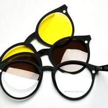 Unisex Clip-On AQ2180 3 Lens Polarized Glasses Frames With Spring TR-90 Magnetic Eyewear - Rỉ Nâu - Xem 6