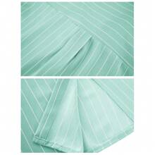 Womens Long Sleeve Button Down Cotton Linen Shirt Blouse Loose Fit Casual V-Neck Tops - màu xanh lá - Xem 5