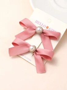 1 对法式黑色仿珍珠蝴蝶结发夹，适合青少年 - 1對 - 查看 9