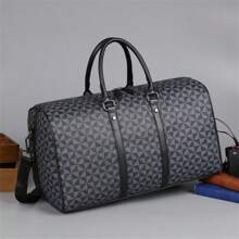 1pc Skull Print PU Leather Travel Bag Handbag Large Capacity Gym Bag With Luggage Tag, Suitable For Men, Women Fitness, Yoga, Sports, Outdoor Hiking, Spring/Summer Bags For Travel Large Tote Bag - Black - View 2