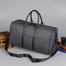 1pc Skull Print PU Leather Travel Bag Handbag Large Capacity Gym Bag With Luggage Tag, Suitable For Men, Women Fitness, Yoga, Sports, Outdoor Hiking, Spring/Summer Bags For Travel Large Tote Bag - Black - View 3