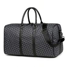 1pc Skull Print PU Leather Travel Bag Handbag Large Capacity Gym Bag With Luggage Tag, Suitable For Men, Women Fitness, Yoga, Sports, Outdoor Hiking, Spring/Summer Bags For Travel Large Tote Bag - Black - View 6