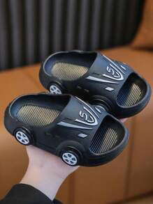 Fashionable Non-Slip Indoor Cute Cartoon Car Toddler Slippers - Black - View 2