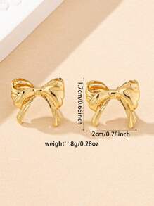 1 Pair Geometric Stylish Minimalist Bowknot Earrings, All Season Design Valentines - Bow Earrings - View 5