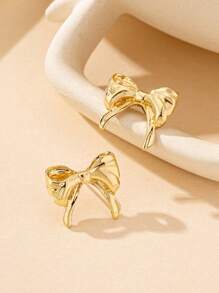 1 Pair Geometric Stylish Minimalist Bowknot Earrings, All Season Design Valentines - Bow Earrings - View 3