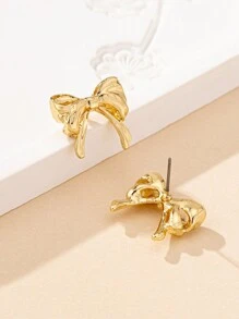 1 Pair Geometric Stylish Minimalist Bowknot Earrings, All Season Design Valentines - Bow Earrings - View 2