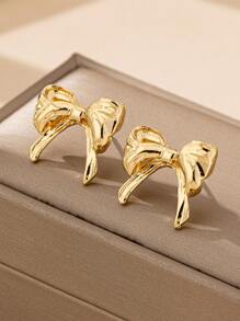1 Pair Geometric Stylish Minimalist Bowknot Earrings, All Season Design Valentines - Bow Earrings - View 4
