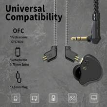 Auriculares intrauditivos CCZ Melody con monitorización, auriculares con cable y sin micrófono, IEM HiFi Bass con 1DD 1BA, aletas para los oídos, cable 4N OFC para músicos, cantantes, escenarios y estudios - Verde - Ver 4