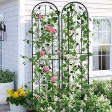 2Pcs X-Tall Strong Garden Metal Vine Trellises Outdoor Climbing Plants Support - Black - View 2
