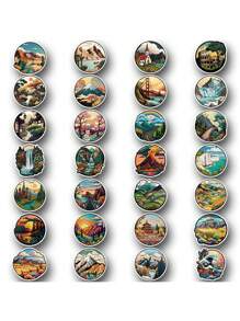 55pcs Outdoor Landscape Cartoon Graffiti Stickers Water Cup Computer Luggage Decoration Waterproof Stickers,Chicken Stickers,Movie Stickers,Construction Stickers,Forest Stickers,Luggage,Small Stickers