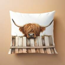 1 Vỏ gối hình con bò đực Highlander tối giản, nhung đào mềm mại in một mặt, vỏ gối 45*45CM thích hợp trang trí trong nhà, tiệc tùng, quà tặng gối trang trí - Nhiều màu - Xem 7