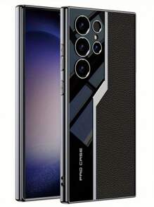 全新薄型软电镀手机壳 适用于三星 Galaxy S23 S24 S25 Ultra 5G 皮革保险杠保护套 - 黑色 - 查看 2