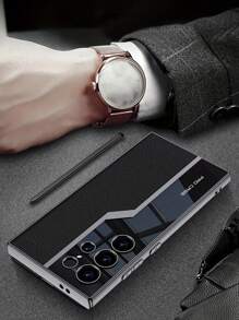 全新薄型软电镀手机壳 适用于三星 Galaxy S23 S24 S25 Ultra 5G 皮革保险杠保护套 - 黑色 - 查看 5