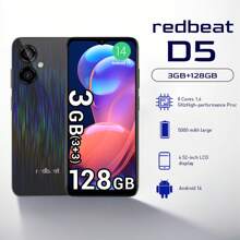 redbeat الهاتف الذكي D5، أحدث نظام أندرويد 14، شاشة HD+ بحجم 6.52 بوصة عالية الوضوح، جسم رفيع وخفيف، ذاكرة وصول عشوائي 3 جيجا بايت ( قابلة للتوسيع إلى 6 جيجا بايت) + ذاكرة داخلية 128 جيجا بايت، كاميرا بدقة 13 ميجا بكسل، بطارية 5000 ملي أمبير، معالج 8 نواة بسرعة 1.6 جيجا هرتز، جسم بتقنية الألوان المتدرجة الخاصة، إلغاء القفل بالبصمة وباستخدام الوجه، منفذ USB-C (الشاحن غير مشمول)
