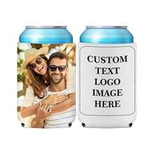 Fundas personalizadas para latas de 1 paquete, refrigerantes de neopreno aislados personalizados a granel con logotipo, imagen, texto, refrigerantes plegables para latas para bodas, fiestas de cumpleaños, botellas de agua, multifuncionales, decorativos, antihongos, reutilizables, adorables, de alta calidad, lindos, modernos, personalizados, únicos, regalos ideales para él, regalos ideales para ella, novia, familia, amigos, hijo, estudiantes, trabajadores, niños, comedor, baño, sala de estar, dormitorio, oficina, salón de té, escuela, hogar