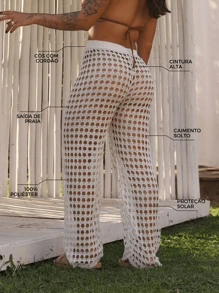 Women's Beach Cover-Up Pants Knit - trắng - Xem 2