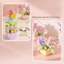 Set de 6 macetas de plástico con bloques de construcción, juguete de bloques de mini ladrillos para decoración del hogar y jardín interior, regalos para amigos, decoración creativa para escritorio, ideal para Año Nuevo, Acción de Gracias, Día del Maestro, Día de la Mujer