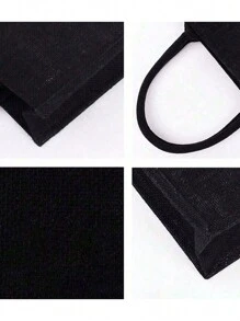 1/2/3/4/5/6/8pcs/SetBlack Linen Handbag Tote, Can Be Diy Designed To Stimulate Imagination, Simple And Elegant, Personalized Bridesmaid Wedding Gift Bag, Makeup Bag, Travel Simple Storage Bag, Solid Color Cosmetics Wallet, Large Capacity Travel Makeup Bag