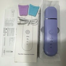 超声波皮肤清洁工具 - USB 可充电，振动面部刮刀黑头去除器，刮刀去角质面部提升美容工具，价格实惠的护肤设备，包括 2 个硅胶头 - 彩色 - 查看 11